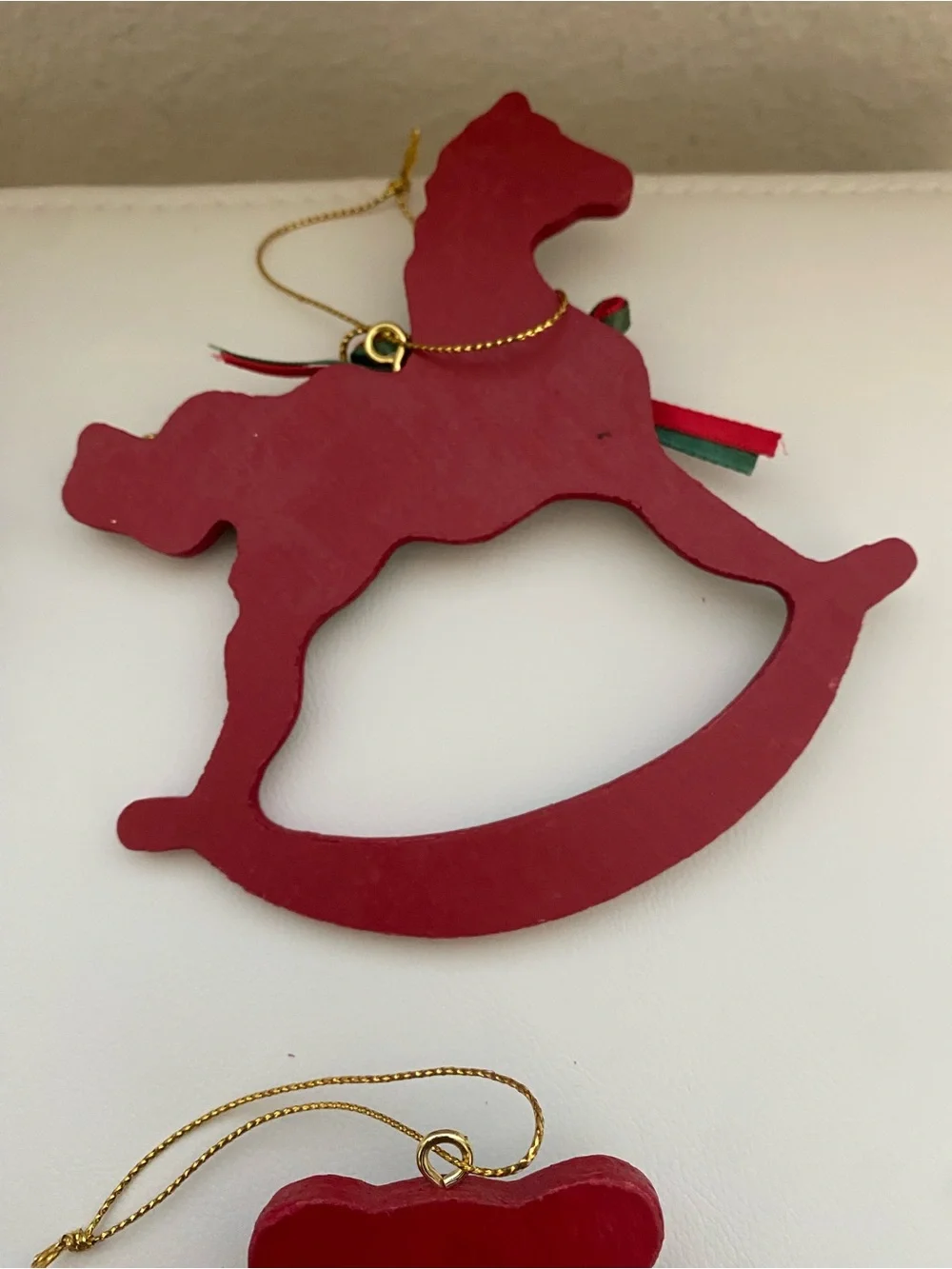 Vintage Wooden Christmas Ornaments Plaid Tartan Set of 4 Bear Reindeer Horse 4”H
